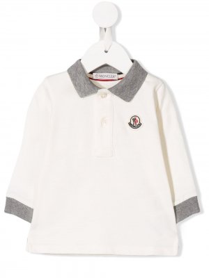 Рубашка-поло с логотипом Moncler Enfant. Цвет: белый