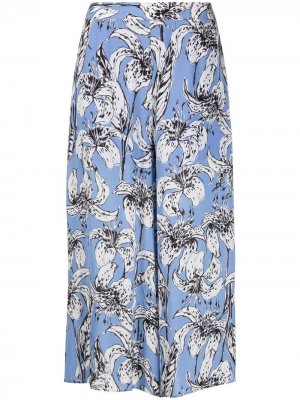 Укороченные брюки с цветочным принтом LIU JO. Цвет: синий