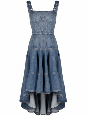 Джинсовое платье с квадратным вырезом Alexander McQueen. Цвет: синий