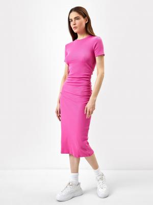 Платье женское в рубчик ярко-розового цвета Mark Formelle. Цвет: ярко -розовый
