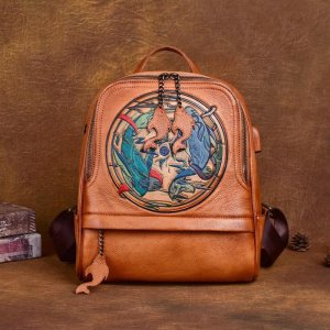Рюкзаки из натуральной кожи, винтажный дизайн, студенческий рюкзак с тиснением в виде рыб, брендовая модная дорожная сумка 12 созвездиями GZW Baellerry