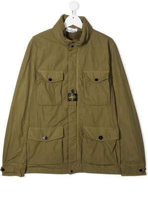 Куртка с карманами карго Stone Island Junior. Цвет: зеленый