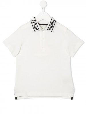 Рубашка поло с логотипом на воротнике Fendi Kids. Цвет: белый