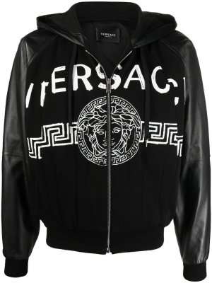 Куртка с капюшоном и логотипом Medusa Versace. Цвет: черный