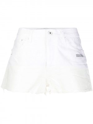 Джинсовые шорты с асимметричными краями Off-White. Цвет: белый