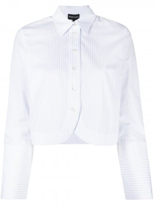 Укороченная поплиновая рубашка в тонкую полоску Emporio Armani. Цвет: белый