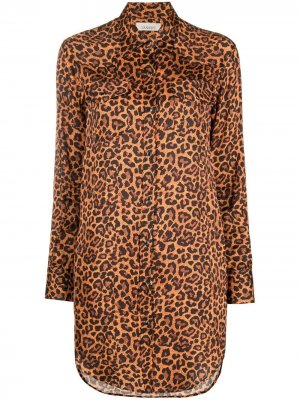 Платье-рубашка с леопардовым принтом Laneus. Цвет: коричневый