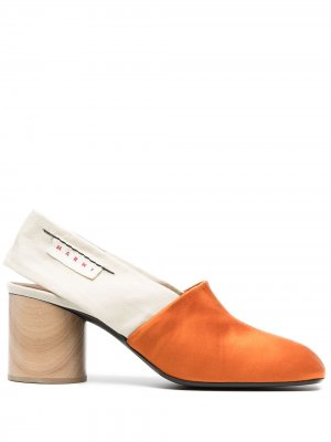 Туфли на каблуке со вставками Marni. Цвет: оранжевый