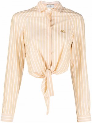 Полосатая рубашка с завязками Etro. Цвет: желтый