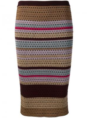 Узорчатая трикотажная юбка в стиле колор-блок Dvf Diane Von Furstenberg. Цвет: фиолетовый