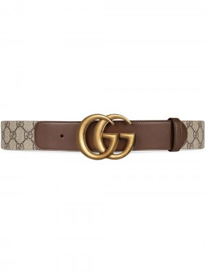 Ремень GG Marmont с узором Supreme Gucci. Цвет: коричневый