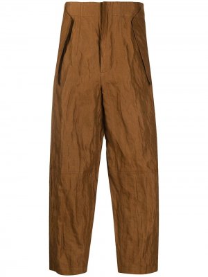 Укороченные брюки с жатым эффектом Gentry Portofino. Цвет: коричневый