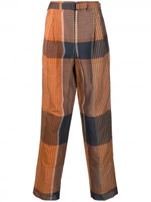 Клетчатые брюки широкого кроя Lemaire. Цвет: оранжевый