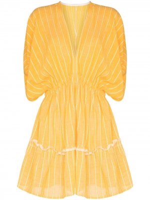 Платье мини Wubet с глубоким вырезом lemlem. Цвет: желтый