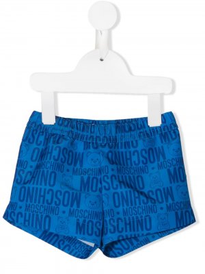 Плавки-шорты Teddy Bear с логотипом Moschino Kids. Цвет: синий