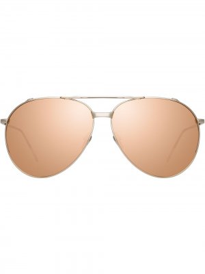 Солнцезащитные очки-авиаторы Linda Farrow. Цвет: золотистый