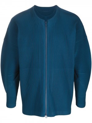 Плиссированная куртка без воротника Homme Plissé Issey Miyake. Цвет: синий