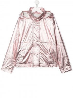 Куртка с оборками Moncler Enfant. Цвет: розовый
