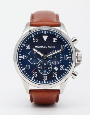 Часы-хронограф с коричневым кожаным ремешком  Gage MK8362 Michael Kors. Цвет: коричневый