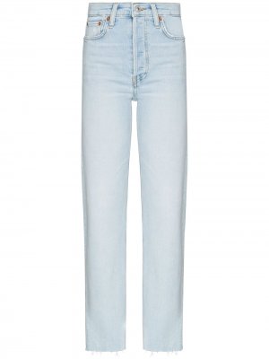 Укороченные джинсы из винтажного денима RE/DONE. Цвет: синий