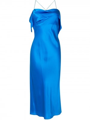 Коктейльное платье с драпировкой Michelle Mason. Цвет: синий
