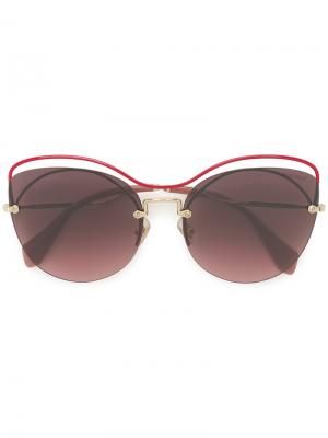 Массивные декорированные солнцезащитные очки Miu Eyewear. Цвет: розовый