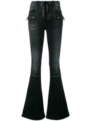 Расклешенные джинсы со шнуровкой Unravel Project. Цвет: черный