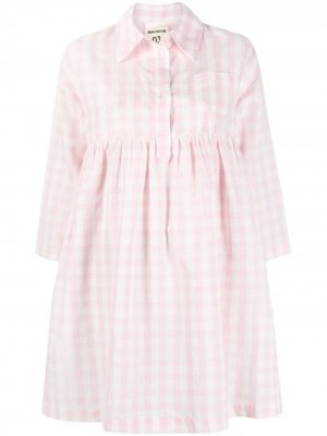 Платье-рубашка мини в клетку гингем Semicouture. Цвет: розовый