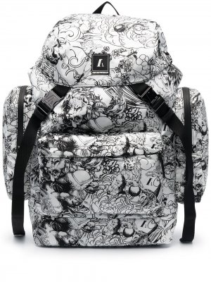 Рюкзак с карманами и принтом Emporio Armani. Цвет: белый