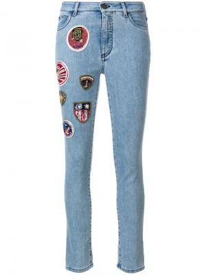 Укороченные джинсы скинни с заплатками Mr & Mrs Italy. Цвет: синий