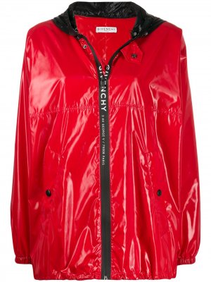 Непромокаемая куртка на молнии с капюшоном Givenchy. Цвет: красный