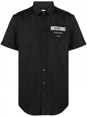 Рубашка с короткими рукавами и логотипом Moschino. Цвет: черный
