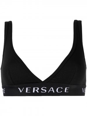 Бюстгальтер с логотипом Versace. Цвет: черный
