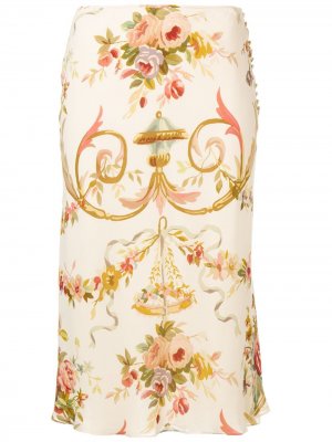 Юбка миди с цветочным узором pre-owned Christian Dior. Цвет: нейтральные цвета