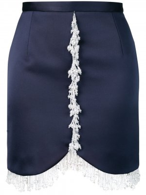 Атласная юбка мини с жемчугом Christopher Kane. Цвет: синий