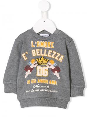 Толстовка с логотипом Dolce & Gabbana Kids. Цвет: серый