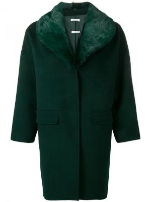 Однобортное пальто P.A.R.O.S.H.. Цвет: зеленый