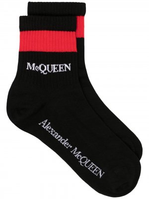 Носки с контрастными полосками и логотипом Alexander McQueen. Цвет: черный