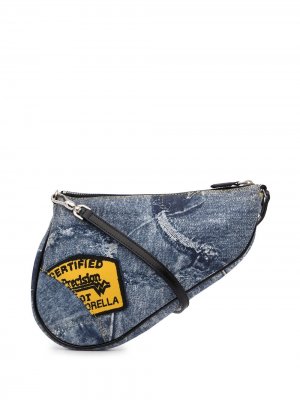 Джинсовая сумка Saddle pre-owned с нашивкой-логотипом Christian Dior. Цвет: синий