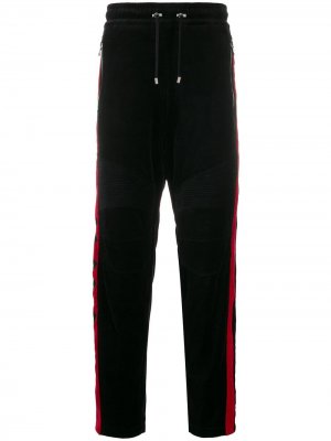 Бархатные спортивные брюки Balmain. Цвет: черный