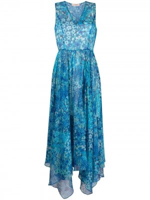 Платье асимметричного кроя с цветочным принтом TWINSET. Цвет: синий