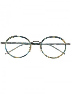 Солнцезащитные очки с эффектом черепашьего панциря Thom Browne Eyewear. Цвет: синий