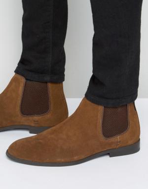 Светло-коричневые замшевые ботинки челси Ben Sherman. Цвет: рыжий