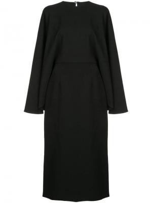 Платье миди в стилистике кейпа Sara Battaglia. Цвет: черный