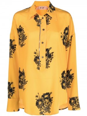 Блузка с цветочным принтом и цепочкой Nº21. Цвет: желтый