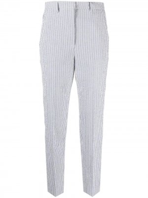 Полосатые брюки со складками Incotex. Цвет: серый