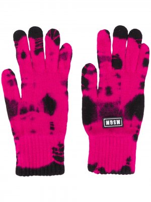 Трикотажные перчатки с узором тай-дай и нашивкой-логотипом MSGM. Цвет: розовый