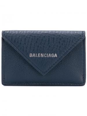 Мини-кошелек Paper Balenciaga. Цвет: синий