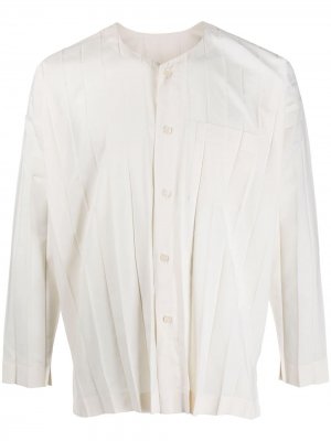 Плиссированная рубашка без воротника Homme Plissé Issey Miyake. Цвет: нейтральные цвета