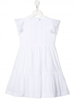 Платье миди с вышивкой Il Gufo. Цвет: белый